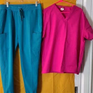Dickies Pink and Teal Scrub Set